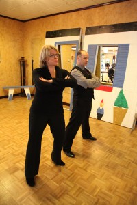 Photo courtesy of Carrie Halliburton. Courtney McGuire shows off her dance moves during a practice with her instructor.