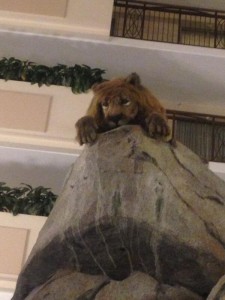 Photo by: Harrison Krasner '14 | Staff Writer. DECA students in California had the chance to hang out in the hotel in their free time and they bonded with the lion in the lobby.